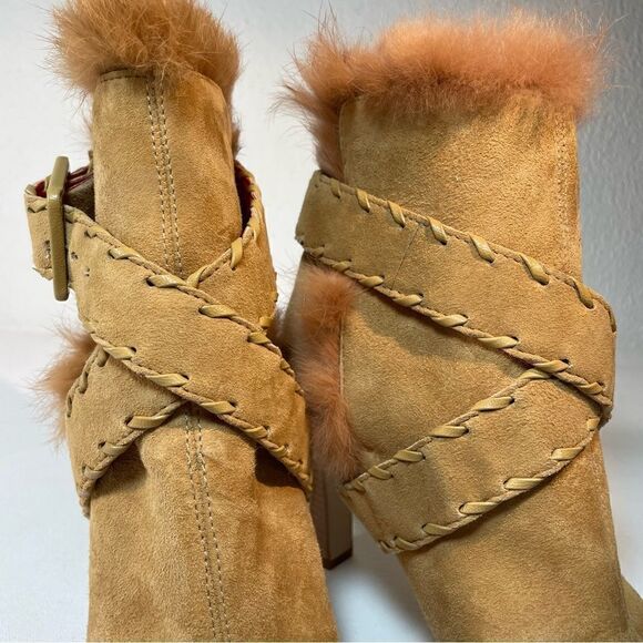 Antonio Melani suede fur trimmed stiletto ankle booties 6 - Picture 13 of 13